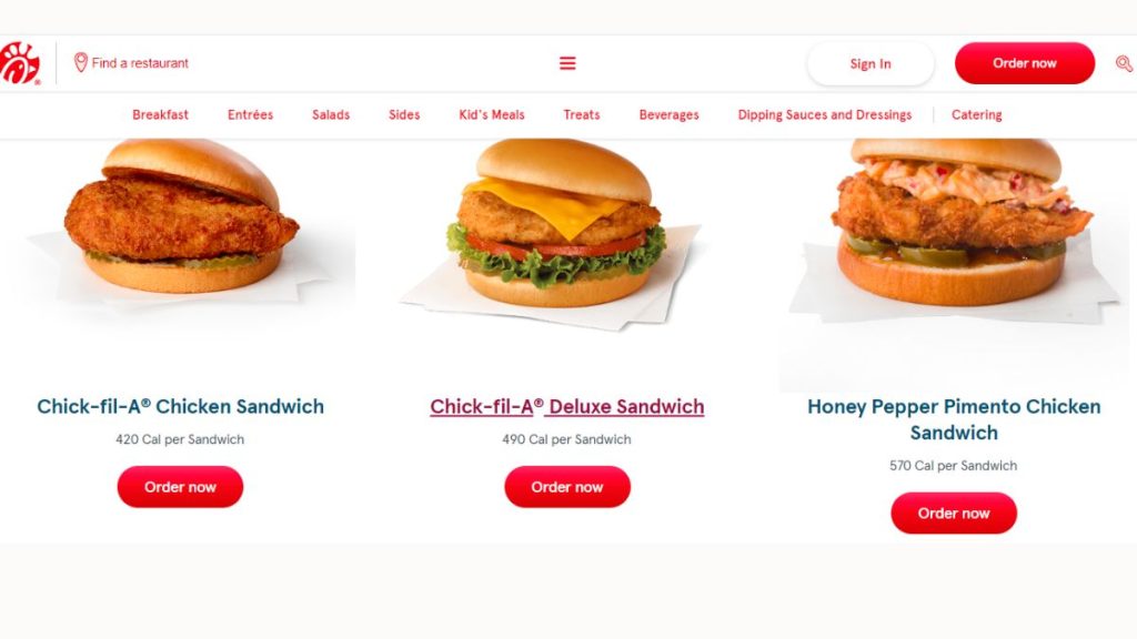 chick fil a menu